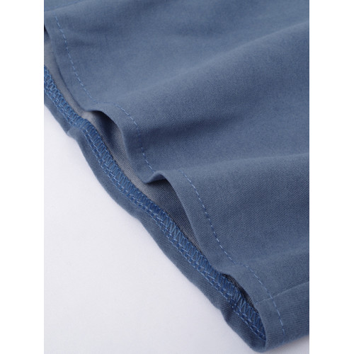 孔雀藍大燈籠袖復古襯衫女2025春裝新款立領港味單排釦磨毛上衣女