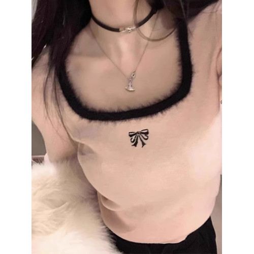 高級感純欲風方領內搭女秋冬2023新款加厚德絨辣妹修身打底衫上衣