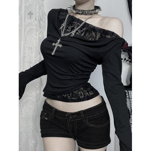 Wannathis萬聖節服裝暗黑風長袖上衣亞文化辣妹t恤秋季亞比穿搭