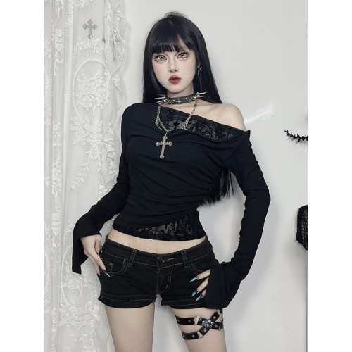 Wannathis萬聖節服裝暗黑風長袖上衣亞文化辣妹t恤秋季亞比穿搭