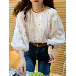 法式小資波點襯衫女2025燈籠泡泡袖長袖巨好看小衫娃娃襯衣上衣