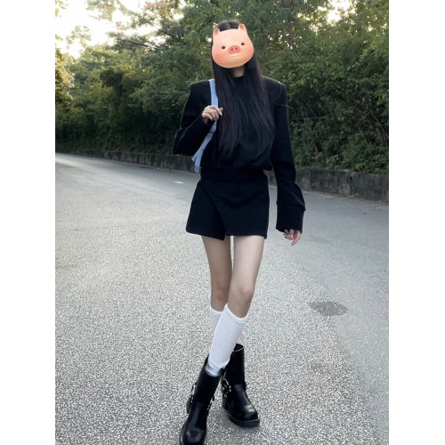 小個子香風黑色連衣裙子套裝女2025新款秋冬季韓系穿搭高級感短裙 小個子香風黑色連衣裙子套裝女2025新款秋冬季韓系穿搭高級感短裙