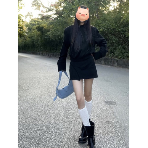 小個子香風黑色連衣裙子套裝女2025新款秋冬季韓系穿搭高級感短裙 小個子香風黑色連衣裙子套裝女2025新款秋冬季韓系穿搭高級感短裙