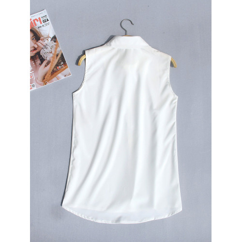 夏季新款加大碼無袖襯衫女韓版職業裝雪紡衫百搭白襯衣背心打底衫