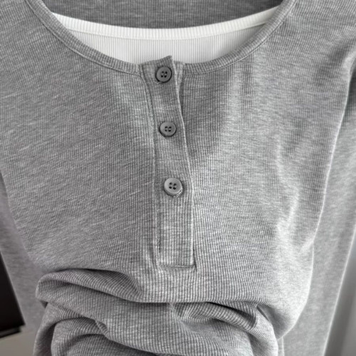 假兩件長袖t恤女2024新款春夏秋季薄款內搭打底衫寬松外穿上衣