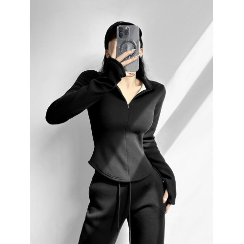 2025新款秋冬內搭修身半高領小個子打底衫女加絨短款長袖T恤上衣