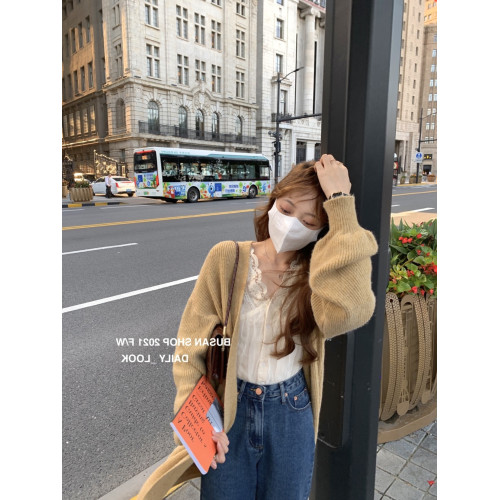 高級感法式小衆上衣初秋溫柔超仙蕾絲衫V領襯衫長袖獨特漂亮小衫