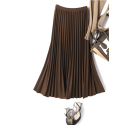 復古高腰顯瘦毛呢百褶裙2025秋冬款休閒百搭氣質a字半身裙中長裙