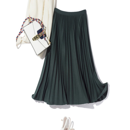 復古高腰顯瘦毛呢百褶裙2025秋冬款休閒百搭氣質a字半身裙中長裙