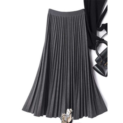 復古高腰顯瘦毛呢百褶裙2025秋冬款休閒百搭氣質a字半身裙中長裙