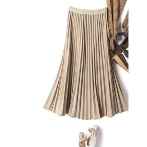 復古高腰顯瘦毛呢百褶裙2025秋冬款休閒百搭氣質a字半身裙中長裙