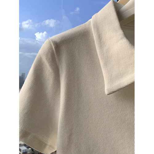 polo領顯瘦短款收腰ins潮設計感下擺弧形白色短袖T恤打底衫上衣 polo領顯瘦短款收腰ins潮設計感下擺弧形白色短袖T恤打底衫上衣