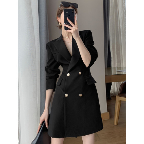 高級感收腰顯瘦黑色連衣裙2025春新款氣質修身女神範裙子1900