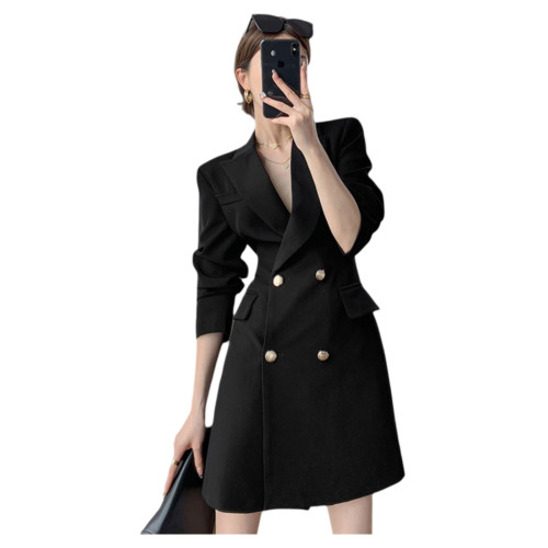 高級感收腰顯瘦黑色連衣裙2025春新款氣質修身女神範裙子1900