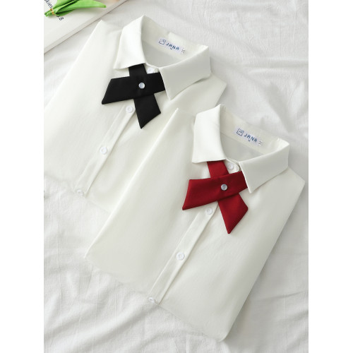 原創JK製服長袖襯衫女寬松內搭學院風燈籠袖磨毛白襯衣打底衫秋冬