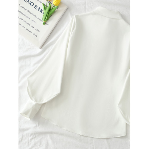 原創JK製服長袖襯衫女寬松內搭學院風燈籠袖磨毛白襯衣打底衫秋冬