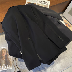 寬松小衆設計感小西裝外套女2025秋季韓版後背一粒釦開叉休閒西服