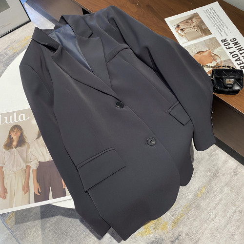 寬松小衆設計感小西裝外套女2025秋季韓版後背一粒釦開叉休閒西服 寬松小衆設計感小西裝外套女2025秋季韓版後背一粒釦開叉休閒西服