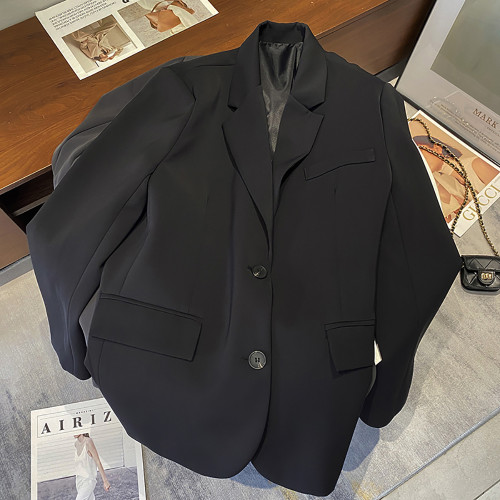 寬松小衆設計感小西裝外套女2025秋季韓版後背一粒釦開叉休閒西服 寬松小衆設計感小西裝外套女2025秋季韓版後背一粒釦開叉休閒西服