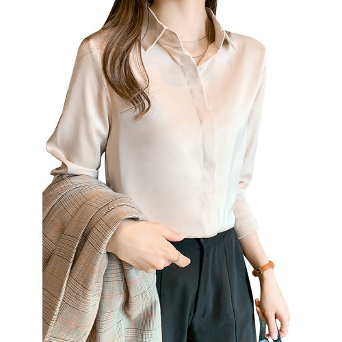 白色雪紡防走光襯衫女春秋新款設計感小衆寬松正裝職業面試襯衣女