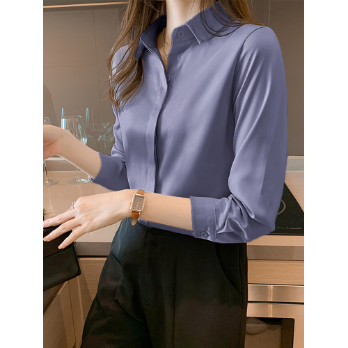 白色雪紡防走光襯衫女春秋新款設計感小衆寬松正裝職業面試襯衣女