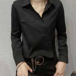 歐貨斜紐釦職業正裝襯衫女春秋季2025年新款法式氣質通勤小衫上衣