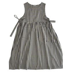 那圖蘭森系曡穿背心裙長裙大擺裙格子純棉罩裙522系帶A字連衣裙