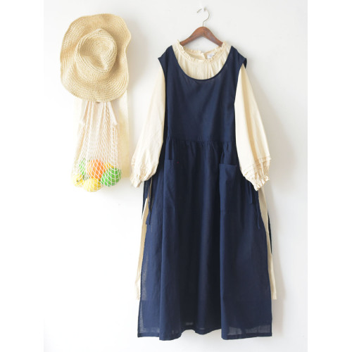 那圖蘭森系曡穿背心裙長裙大擺裙格子純棉罩裙522系帶A字連衣裙 那圖蘭森系曡穿背心裙長裙大擺裙格子純棉罩裙522系帶A字連衣裙