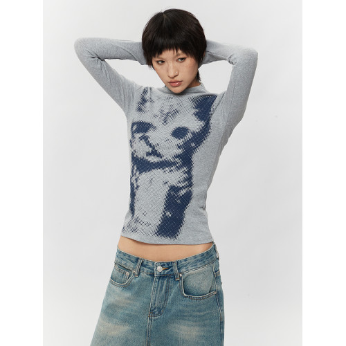 AIRHOOD 2025美式春秋季修身正肩長袖t恤半高領內搭打底衫上衣女