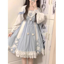 可愛大碼貓爪洛麗塔秋冬新款胖mm300斤日常小清新學院風公主裙潮