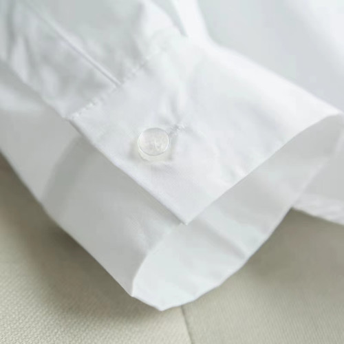 微彈力棉質白色襯衣女韓版洋氣內搭寬松職業休閒不透長袖打底襯衫