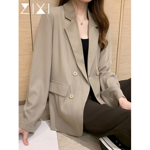 小西裝外套女秋季新款高級感網紅休閒薄款寬松v領通勤西裝上衣潮 小西裝外套女秋季新款高級感網紅休閒薄款寬松v領通勤西裝上衣潮