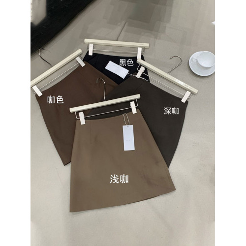 THE LEMON淺咖色高腰a字半身裙顯瘦2025秋季純色小個子西裝短裙