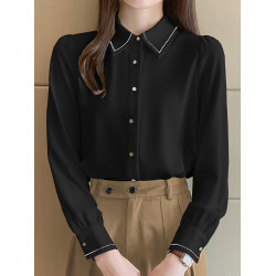 白色緞面襯衫女秋冬季法式職業正裝加絨保暖襯衣內搭打底長袖上衣