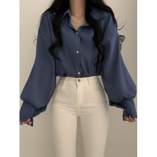 2025新年酒紅色港風襯衫女秋季大碼胖mm顯瘦洋氣小衫襯衣正肩上衣