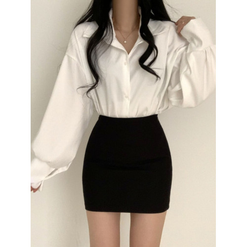 2025新年酒紅色港風襯衫女秋季大碼胖mm顯瘦洋氣小衫襯衣正肩上衣