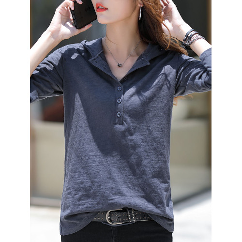 純色長袖t恤女2025新款秋裝連帽打底衫寬松帶帽上衣休閒帽衫衛衣 純色長袖t恤女2025新款秋裝連帽打底衫寬松帶帽上衣休閒帽衫衛衣