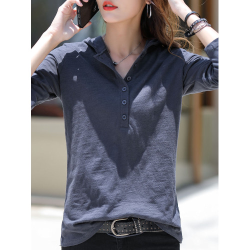 純色長袖t恤女2025新款秋裝連帽打底衫寬松帶帽上衣休閒帽衫衛衣 純色長袖t恤女2025新款秋裝連帽打底衫寬松帶帽上衣休閒帽衫衛衣