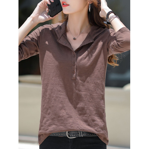 純色長袖t恤女2025新款秋裝連帽打底衫寬松帶帽上衣休閒帽衫衛衣 純色長袖t恤女2025新款秋裝連帽打底衫寬松帶帽上衣休閒帽衫衛衣