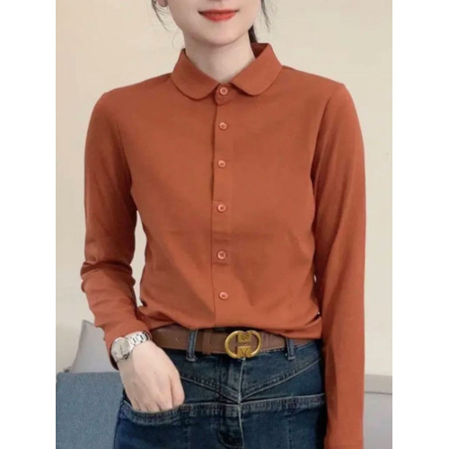 polo領長袖T恤女2025秋季款時尚簡約打底衫韓版氣質百搭顯瘦上衣 polo領長袖T恤女2025秋季款時尚簡約打底衫韓版氣質百搭顯瘦上衣