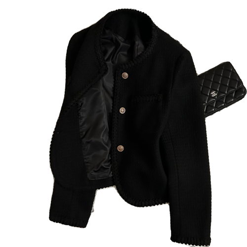 冬天黑色高級感西裝外套女小香風2025年秋冬季新款小個子短款上衣 冬天黑色高級感西裝外套女小香風2025年秋冬季新款小個子短款上衣