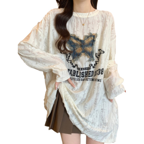 大碼中長款長袖薄款t恤女早秋穿搭胖mm獨特遮屁股搭配鯊魚褲上衣 大碼中長款長袖薄款t恤女早秋穿搭胖mm獨特遮屁股搭配鯊魚褲上衣