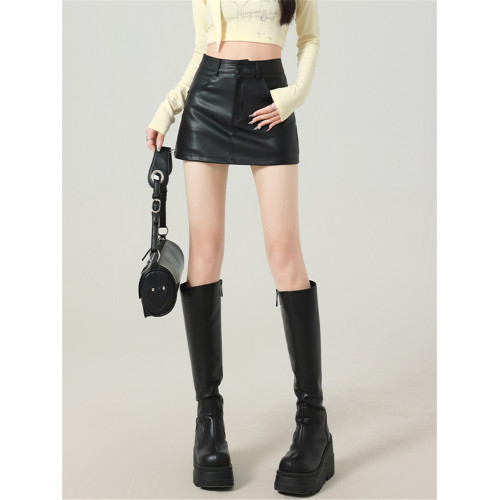 辣妹包臀PU皮裙女秋季配毛衣一步裙高腰顯瘦黑色緊身裙褲a字短裙 辣妹包臀PU皮裙女秋季配毛衣一步裙高腰顯瘦黑色緊身裙褲a字短裙