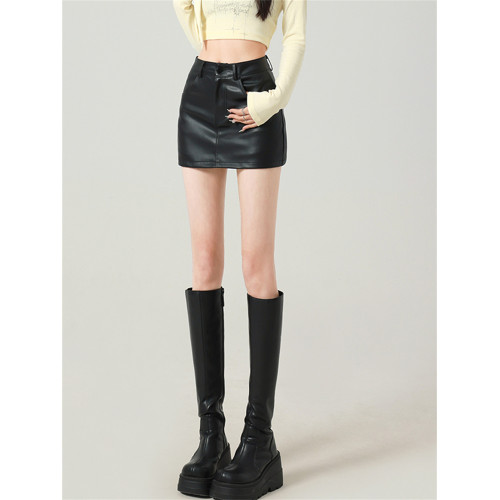 辣妹包臀PU皮裙女秋季配毛衣一步裙高腰顯瘦黑色緊身裙褲a字短裙 辣妹包臀PU皮裙女秋季配毛衣一步裙高腰顯瘦黑色緊身裙褲a字短裙