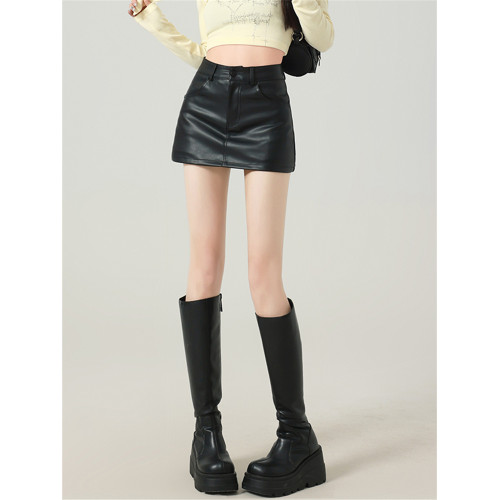 辣妹包臀PU皮裙女秋季配毛衣一步裙高腰顯瘦黑色緊身裙褲a字短裙 辣妹包臀PU皮裙女秋季配毛衣一步裙高腰顯瘦黑色緊身裙褲a字短裙