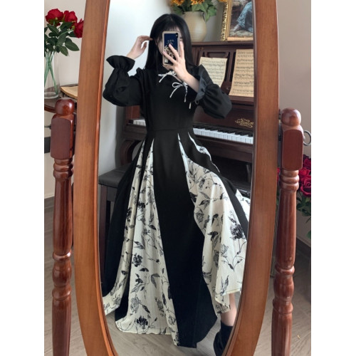 出蓆重要場合巨好看的早秋冬裝日國風新中式旗袍帝政長袖連衣裙子