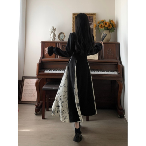 出蓆重要場合巨好看的早秋冬裝日國風新中式旗袍帝政長袖連衣裙子