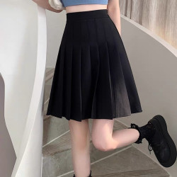 高個子學院風百褶裙加長款松緊腰百搭防走光大碼a字中長半身短裙