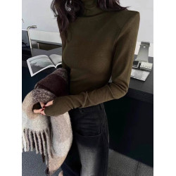 黑色高領打底衫女春秋新款長袖t恤女內搭修身顯瘦高級感墊肩上衣