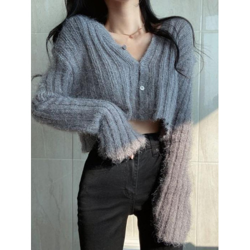 馬海毛毛衣女2025秋冬慵懶風加厚保暖上衣百搭短款針織開衫外套潮